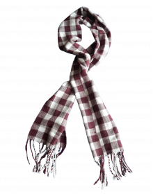 Unisex pure wool muffler check design maroon